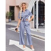 image:imageEkouaer Silk Pajamas for Womens Set 2 Piece Satin Pjs Soft Button Down Sleepwear Wide Leg Long Pants with PocketsNavy White Stripe
