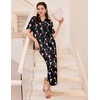 image:imageEkouaer Silk Pajamas for Womens Set 2 Piece Satin Pjs Soft Button Down Sleepwear Wide Leg Long Pants with PocketsNavypink Wine Glass