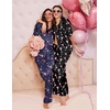 image:imageEkouaer Silk Pajamas for Womens Set 2 Piece Satin Pjs Soft Button Down Sleepwear Wide Leg Long Pants with PocketsNavypink Wine Glass