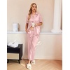 image:imageEkouaer Silk Pajamas for Womens Set 2 Piece Satin Pjs Soft Button Down Sleepwear Wide Leg Long Pants with PocketsPink