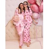 image:imageEkouaer Silk Pajamas for Womens Set 2 Piece Satin Pjs Soft Button Down Sleepwear Wide Leg Long Pants with PocketsPinkcherry Bow