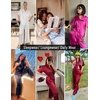 image:imageEkouaer Silk Pajamas for Womens Set 2 Piece Satin Pjs Soft Button Down Sleepwear Wide Leg Long Pants with PocketsWhite