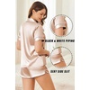 image:imageEkouaer Silk Satin Pajama Sets Contrast Piping Pj Sets Button Down Lounge Sets Bridal Wedding HoneymoonsChampagne