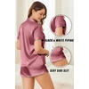 image:imageEkouaer Silk Satin Pajama Sets Contrast Piping Pj Sets Button Down Lounge Sets Bridal Wedding HoneymoonsDark Pink