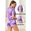 image:imageEkouaer Silk Satin Pajama Sets Contrast Piping Pj Sets Button Down Lounge Sets Bridal Wedding HoneymoonsLavender Purple
