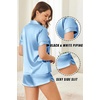 image:imageEkouaer Silk Satin Pajama Sets Contrast Piping Pj Sets Button Down Lounge Sets Bridal Wedding HoneymoonsLight Blue