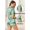 image:imageEkouaer Silk Satin Pajama Sets Contrast Piping Pj Sets Button Down Lounge Sets Bridal Wedding HoneymoonsLight Green