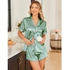 image:imageEkouaer Silk Satin Pajama Sets Contrast Piping Pj Sets Button Down Lounge Sets Bridal Wedding HoneymoonsLight Green