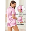 image:imageEkouaer Silk Satin Pajama Sets Contrast Piping Pj Sets Button Down Lounge Sets Bridal Wedding HoneymoonsLight Rose
