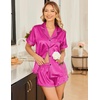 image:imageEkouaer Silk Satin Pajama Sets Contrast Piping Pj Sets Button Down Lounge Sets Bridal Wedding HoneymoonsRose Red