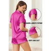 image:imageEkouaer Silk Satin Pajama Sets Contrast Piping Pj Sets Button Down Lounge Sets Bridal Wedding HoneymoonsRose Red