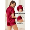 image:imageEkouaer Silk Satin Pajama Sets Contrast Piping Pj Sets Button Down Lounge Sets Bridal Wedding HoneymoonsWine Red