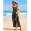 image:imageEkouaer Sleeveless Jumpsuits for Women Casual Summer Scoop Neck Tank Rompers Wide Leg Pants Overall Jumpers with PocketsArmy Green