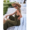 image:imageEkouaer Sleeveless Jumpsuits for Women Casual Summer Scoop Neck Tank Rompers Wide Leg Pants Overall Jumpers with PocketsArmy Green