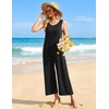 image:imageEkouaer Sleeveless Jumpsuits for Women Casual Summer Scoop Neck Tank Rompers Wide Leg Pants Overall Jumpers with PocketsBlack