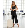 image:imageEkouaer Sleeveless Jumpsuits for Women Casual Summer Scoop Neck Tank Rompers Wide Leg Pants Overall Jumpers with PocketsBlack