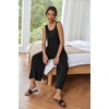 image:imageEkouaer Sleeveless Jumpsuits for Women Casual Summer Scoop Neck Tank Rompers Wide Leg Pants Overall Jumpers with PocketsBlack