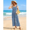 image:imageEkouaer Sleeveless Jumpsuits for Women Casual Summer Scoop Neck Tank Rompers Wide Leg Pants Overall Jumpers with PocketsBlue Flower