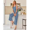 image:imageEkouaer Sleeveless Jumpsuits for Women Casual Summer Scoop Neck Tank Rompers Wide Leg Pants Overall Jumpers with PocketsBlue Flower