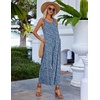 image:imageEkouaer Sleeveless Jumpsuits for Women Casual Summer Scoop Neck Tank Rompers Wide Leg Pants Overall Jumpers with PocketsBlue Flower