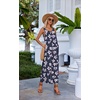 image:imageEkouaer Sleeveless Jumpsuits for Women Casual Summer Scoop Neck Tank Rompers Wide Leg Pants Overall Jumpers with PocketsBlueWhite Flower