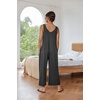 image:imageEkouaer Sleeveless Jumpsuits for Women Casual Summer Scoop Neck Tank Rompers Wide Leg Pants Overall Jumpers with PocketsDark Gray
