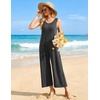 image:imageEkouaer Sleeveless Jumpsuits for Women Casual Summer Scoop Neck Tank Rompers Wide Leg Pants Overall Jumpers with PocketsDark Gray