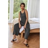 image:imageEkouaer Sleeveless Jumpsuits for Women Casual Summer Scoop Neck Tank Rompers Wide Leg Pants Overall Jumpers with PocketsDark Gray