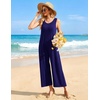 image:imageEkouaer Sleeveless Jumpsuits for Women Casual Summer Scoop Neck Tank Rompers Wide Leg Pants Overall Jumpers with PocketsNavy Blue