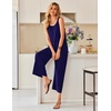 image:imageEkouaer Sleeveless Jumpsuits for Women Casual Summer Scoop Neck Tank Rompers Wide Leg Pants Overall Jumpers with PocketsNavy Blue