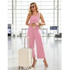 image:imageEkouaer Sleeveless Jumpsuits for Women Casual Summer Scoop Neck Tank Rompers Wide Leg Pants Overall Jumpers with PocketsPink