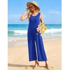 image:imageEkouaer Sleeveless Jumpsuits for Women Casual Summer Scoop Neck Tank Rompers Wide Leg Pants Overall Jumpers with PocketsRoyal Blue