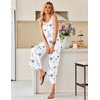 image:imageEkouaer Sleeveless Jumpsuits for Women Casual Summer Scoop Neck Tank Rompers Wide Leg Pants Overall Jumpers with PocketsWhiteWatercolor Flowers