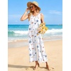 image:imageEkouaer Sleeveless Jumpsuits for Women Casual Summer Scoop Neck Tank Rompers Wide Leg Pants Overall Jumpers with PocketsWhiteWatercolor Flowers
