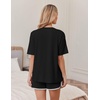 image:imageEkouaer Soft Pajamas set for Women Loose Lounge Set Crew Neck TShirts Top and Sport Shorts Tracksuit with PocketsBlack