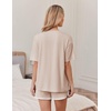 image:imageEkouaer Soft Pajamas set for Women Loose Lounge Set Crew Neck TShirts Top and Sport Shorts Tracksuit with PocketsChampagne