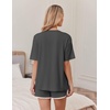 image:imageEkouaer Soft Pajamas set for Women Loose Lounge Set Crew Neck TShirts Top and Sport Shorts Tracksuit with PocketsDark Gray