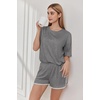 image:imageEkouaer Soft Pajamas set for Women Loose Lounge Set Crew Neck TShirts Top and Sport Shorts Tracksuit with PocketsDim Gray