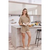 image:imageEkouaer Soft Pajamas set for Women Loose Lounge Set Crew Neck TShirts Top and Sport Shorts Tracksuit with PocketsKhaki