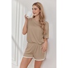 image:imageEkouaer Soft Pajamas set for Women Loose Lounge Set Crew Neck TShirts Top and Sport Shorts Tracksuit with PocketsKhaki