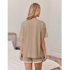image:imageEkouaer Soft Pajamas set for Women Loose Lounge Set Crew Neck TShirts Top and Sport Shorts Tracksuit with PocketsKhaki