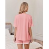 image:imageEkouaer Soft Pajamas set for Women Loose Lounge Set Crew Neck TShirts Top and Sport Shorts Tracksuit with PocketsLight Coral
