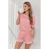 image:imageEkouaer Soft Pajamas set for Women Loose Lounge Set Crew Neck TShirts Top and Sport Shorts Tracksuit with PocketsLight Coral