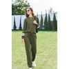 image:imageEkouaer Sweatsuits Womens Loungewear Set Tracksuit Long Sleeve Pajamas Set with Pockets 2 Piece Outfits Lounge SetsArmy Green