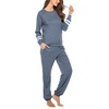 image:imageEkouaer Sweatsuits Womens Loungewear Set Tracksuit Long Sleeve Pajamas Set with Pockets 2 Piece Outfits Lounge SetsBlue Purple