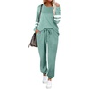image:imageEkouaer Sweatsuits Womens Loungewear Set Tracksuit Long Sleeve Pajamas Set with Pockets 2 Piece Outfits Lounge SetsIce Green