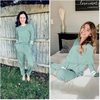 image:imageEkouaer Sweatsuits Womens Loungewear Set Tracksuit Long Sleeve Pajamas Set with Pockets 2 Piece Outfits Lounge SetsIce Green