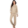 image:imageEkouaer Sweatsuits Womens Loungewear Set Tracksuit Long Sleeve Pajamas Set with Pockets 2 Piece Outfits Lounge SetsKhaki2