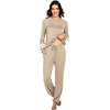 image:imageEkouaer Sweatsuits Womens Loungewear Set Tracksuit Long Sleeve Pajamas Set with Pockets 2 Piece Outfits Lounge SetsKhaki2