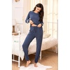 image:imageEkouaer Sweatsuits Womens Loungewear Set Tracksuit Long Sleeve Pajamas Set with Pockets 2 Piece Outfits Lounge SetsNavy Blue